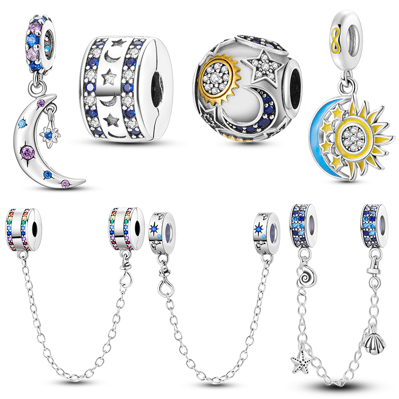 Women Accessories Pandora - Breloques pendantes étoiles et lune argentées