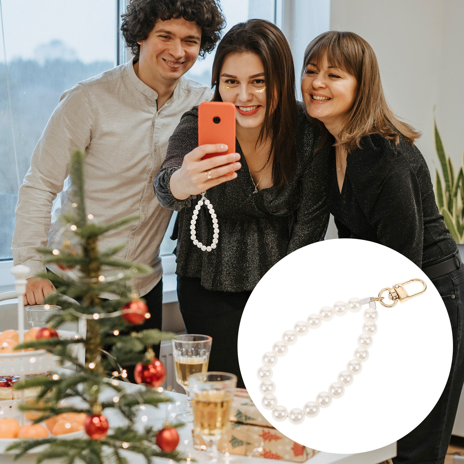 Women'S Keychain Accessories - Sangle de téléphone ornée de perles,