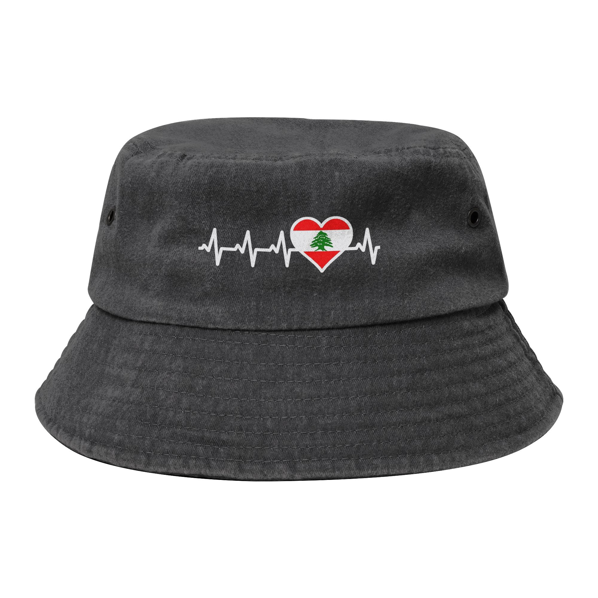 Women Accessories Lebanon - Chapeau Bob Coton Denim Cœur Drapeau
