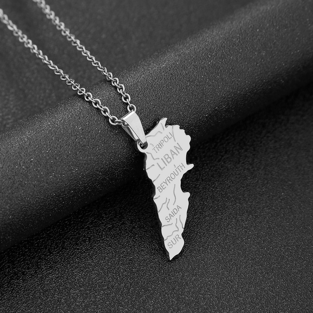 Collier carte du Liban en acie - Women Accessories Lebanon avis et prix